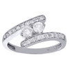 10K White Gold Two Stone Solitaire Diamond Engagement Bypass Ring 3/4 Ct.