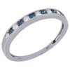 10K White Gold Ladies White & Blue Diamond Anniversary Wedding Band Ring 1/4 Ct.