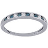 10K White Gold Ladies White & Blue Diamond Anniversary Wedding Band Ring 1/4 Ct.