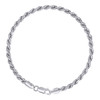925 Sterling Silver Rhodiumed Diamond Cut 4mm Solid Rope Bracelet | 7" to 9"
