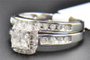 Princess Cut Diamond Bridal Set Round Engagement Ring 10K White Gold 0.75 CT