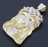 Canary Mini Diamond Jesus Piece Pendant Charm Face 10K Yellow Gold 1.53 Ct.