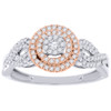 Halo Diamond Promise Engagement Wedding Ring 10K Rose & White Gold 1/3 Ct.