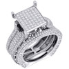 Diamond Engagement Wedding Ring 10K White Gold Round Cut Pave Bridal Set 1.40 Ct