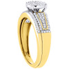 Round Pave Diamond Engagement Wedding Ring 10K Yellow Gold Bridal Set 0.33 Ct.