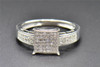 Square Diamond Engagement Ring .925 Sterling Silver Round Cut Pave 0.15 Ct