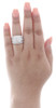 14K White Gold Quad Princess Diamond Double Square Halo Engagement Ring 2 Ct.