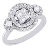 Diamond Engagement Ring Ladies 14K White Gold Princess Cut Halo Design 0.85 Tcw.