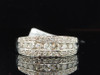 Ladies 14K White Gold .72ct 3 Row Round Cut Diamond Engagement Ring Wedding Band