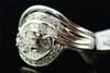 Diamond Flower Bridal Set Ladies 14K White Gold Round Engagement Wedding Ring