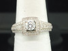 Solitaire Diamond Engagement Ring 14K White Gold Round Cut Square Center 1 Ct