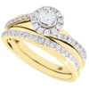 Diamond Bridal Set Ladies 10K Yellow Gold Engagement Ring Wedding Band 0.60 Tcw.