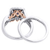 14K Two Tone Gold Solitaire Diamond Crossover Wedding Bridal Set Halo Ring 1 CT.