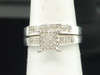 14K White Gold Princess Cut Diamond Square Engagement Ring Wedding Bridal Set
