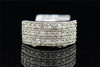 Ladies 10K White Gold 3 Row Round Cut White Diamond Engagement Ring Band .94 ct.