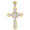 10K Yellow Gold Diamond Designer Cross Pendant 2.20" Mens Pave Charm 0.59 Ct.