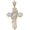 10K Yellow Gold Diamond Swirl Curtain Ribbon Cross Pendant Pave Charm 0.60 Ct.