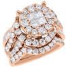 Princess Diamond Wedding Bridal Set 14K Rose Gold Halo Engagement Ring 3.01 Ct.