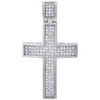 Mini Genuine Diamond Cross Domed Pendant .925 Sterling Silver Charm 1/2 CT.