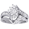 Ladies Diamond Bridal Set Solitaire Princess White Gold Wedding Ring 0.63 Ct.