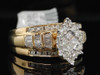 14K Yellow Gold Princess Round & Baguette Diamond Bridal Engagement Ring 0.82 Ct