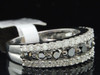 Ladies 10K White Gold Black Diamond Engagement Ring Wedding Band Bridal Set 1.5C