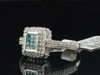 10k White Gold Blue Princess Cut Diamond Square Ladies Engagement Ring 0.88 Ct.