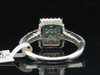 10k White Gold Blue Princess Cut Diamond Square Ladies Engagement Ring 0.88 Ct.