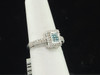 10k White Gold Blue Princess Cut Diamond Square Ladies Engagement Ring 0.88 Ct.