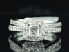 14K White Gold Princess Cut Solitaire Diamond 2 Piece Wedding Bridal Set 1 Ct.