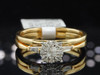 Diamond Engagement Ring Wedding Band 14K Yellow Gold Round Cut Bridal Set .25 Ct