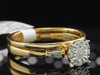 Diamond Engagement Ring Wedding Band 14K Yellow Gold Round Cut Bridal Set .25 Ct
