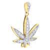 10K Yellow Gold Diamond Mini Marijuana Leaf Plant Pendant 1.25" Charm (.60 Ct.)