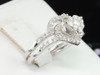 Ladies 10K White Gold Love Heart Diamond Engagement Ring Wedding Band Bridal Set