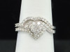 Ladies 10K White Gold Love Heart Diamond Engagement Ring Wedding Band Bridal Set