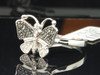 LADIES WHITE GOLD BLACK DIAMOND BUTTERFLY ENGAGEMENT RING BRIDAL WEDDING BAND