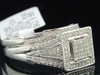 Ladies Sterling Silver Diamond Engagement Ring Wedding Band Bridal Set 0.33 Ct