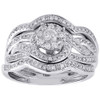 Solitaire Diamond Bridal Set Engagement Ring Wedding Band 14K White Gold 0.50 Ct