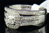Ladies 14K White Gold Round Solitaire Diamond Engagement Ring Bridal Set .50 Ct.