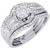 Diamond Wedding Bridal 3 Piece Set 14K White Gold Round Engagement Ring 0.56 Tcw