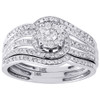 Diamond Wedding Bridal 3 Piece Set 14K White Gold Round Engagement Ring 0.56 Tcw