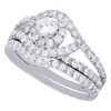 14K White Gold Solitaire Diamond Split Shank Engagement Ring Bridal Set 1.25 Ct.