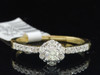 Ladies 10K Yellow Gold Solitaire Diamond Engagement Ring Halo Wedding Bridal Set