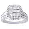 Diamond Engagement Ring White Gold Ladies Princess Square Halo Design 1.33 Tcw.