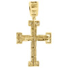 10K Yellow Gold Canary Diamond Medium Cross Pendant 1.95" Pave Charm 0.80 Ct.