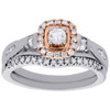 10K White & Rose Gold Solitaire Round Diamond Engagement Ring Bridal Set 0.50 Ct