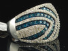 Blue Diamond Ring Ladies 10K White Gold Round Cut Fashion Wedding Band 1.75 Ct.