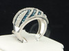 Blue Diamond Ring Ladies 10K White Gold Round Cut Fashion Wedding Band 1.75 Ct.