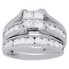 14K White Gold Quad Princess Diamond Channel Set Engagement Ring Bridal Set 2 Ct
