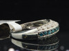 Ladies 10K White Gold Blue & White Diamond Engagement Ring Wedding Band .54 Ct.